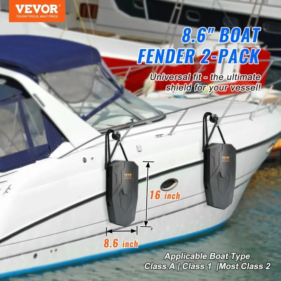 VEVOR Boat Fenders 8.6x16 Marine EVA Boat Bumper Dock Fender with Ropes Cord Locks Storage Bag No Inflation Required for Class