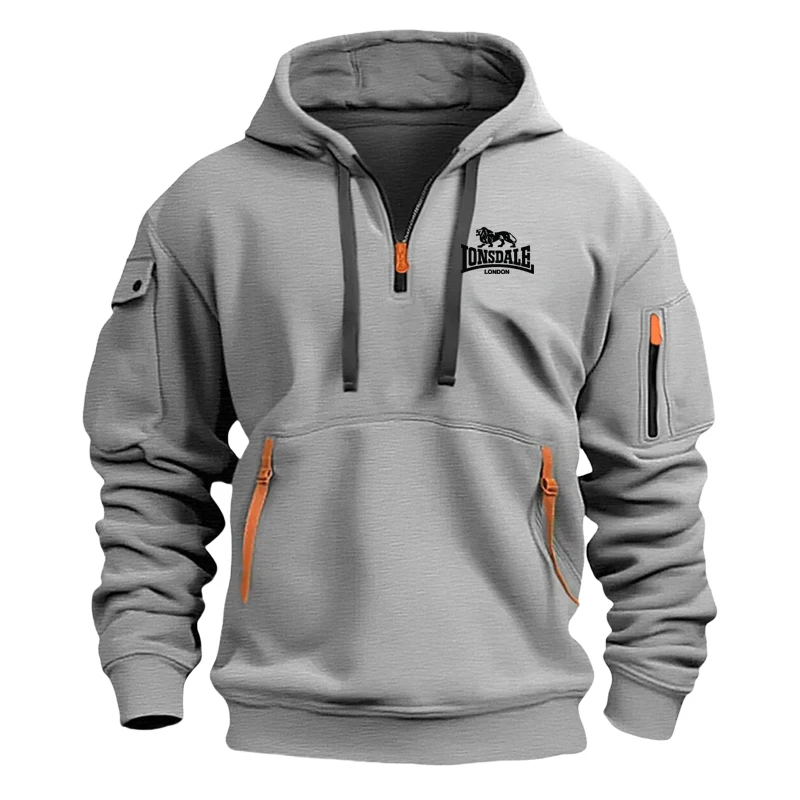 

The 2025 new men's half-zipper loose pullover is a high-quality, fashionable, casual and fitness autumn and winter sportswear