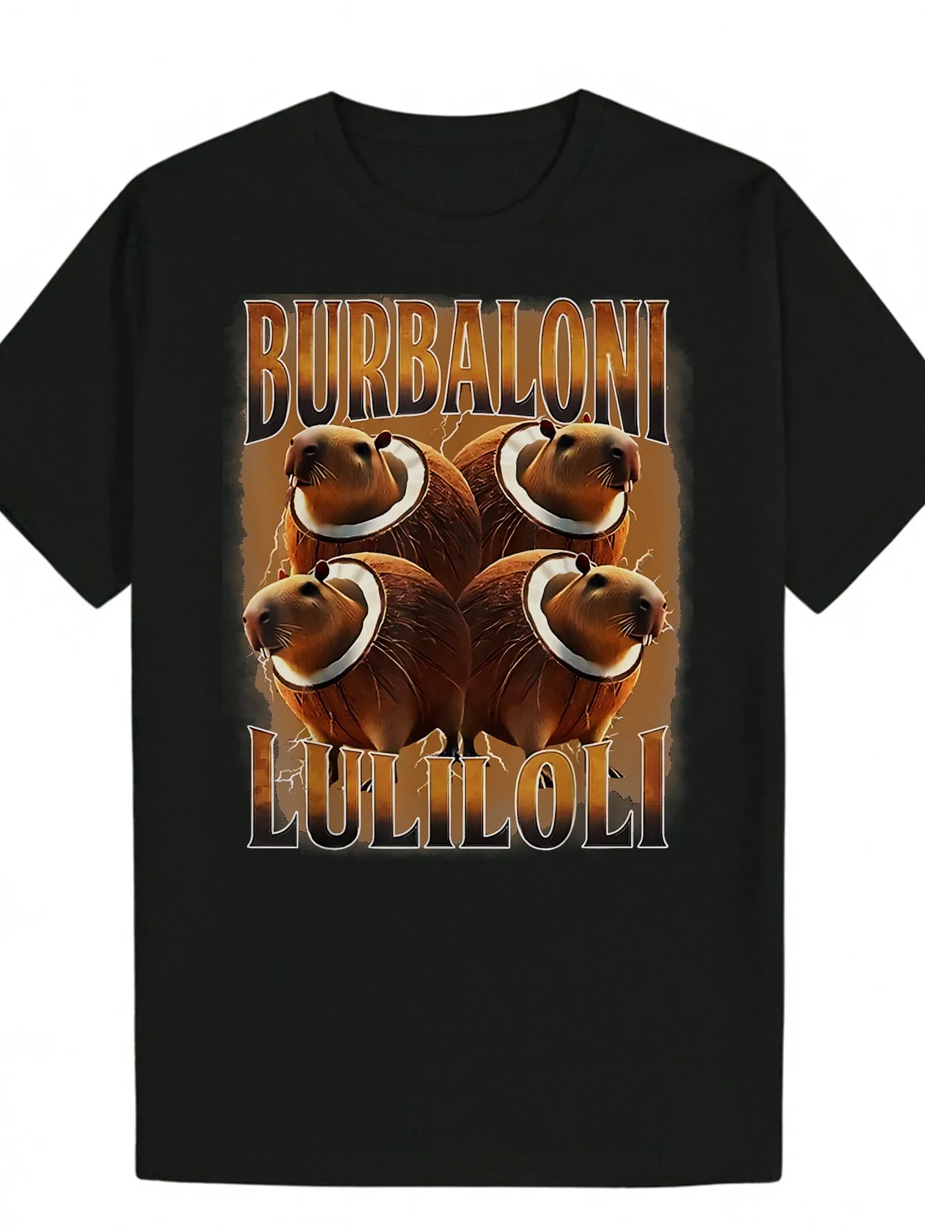 

Men's Vintage Sunset Capybara - 100% Cotton Summer Short Sleeve Graphic Tee