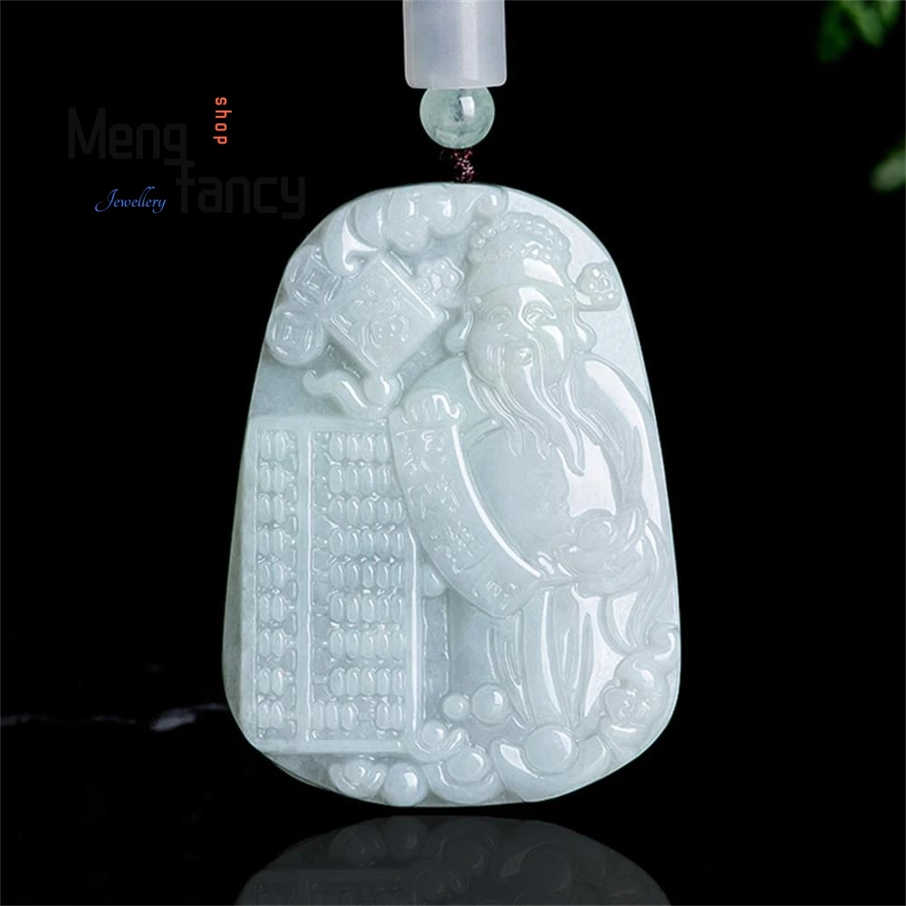 Genuine Natural Myanmar A-goods Jadeite Blessing God Of Fortune Pendant Icy Jade Men And Women Pendant Jade Pendant Jadeware