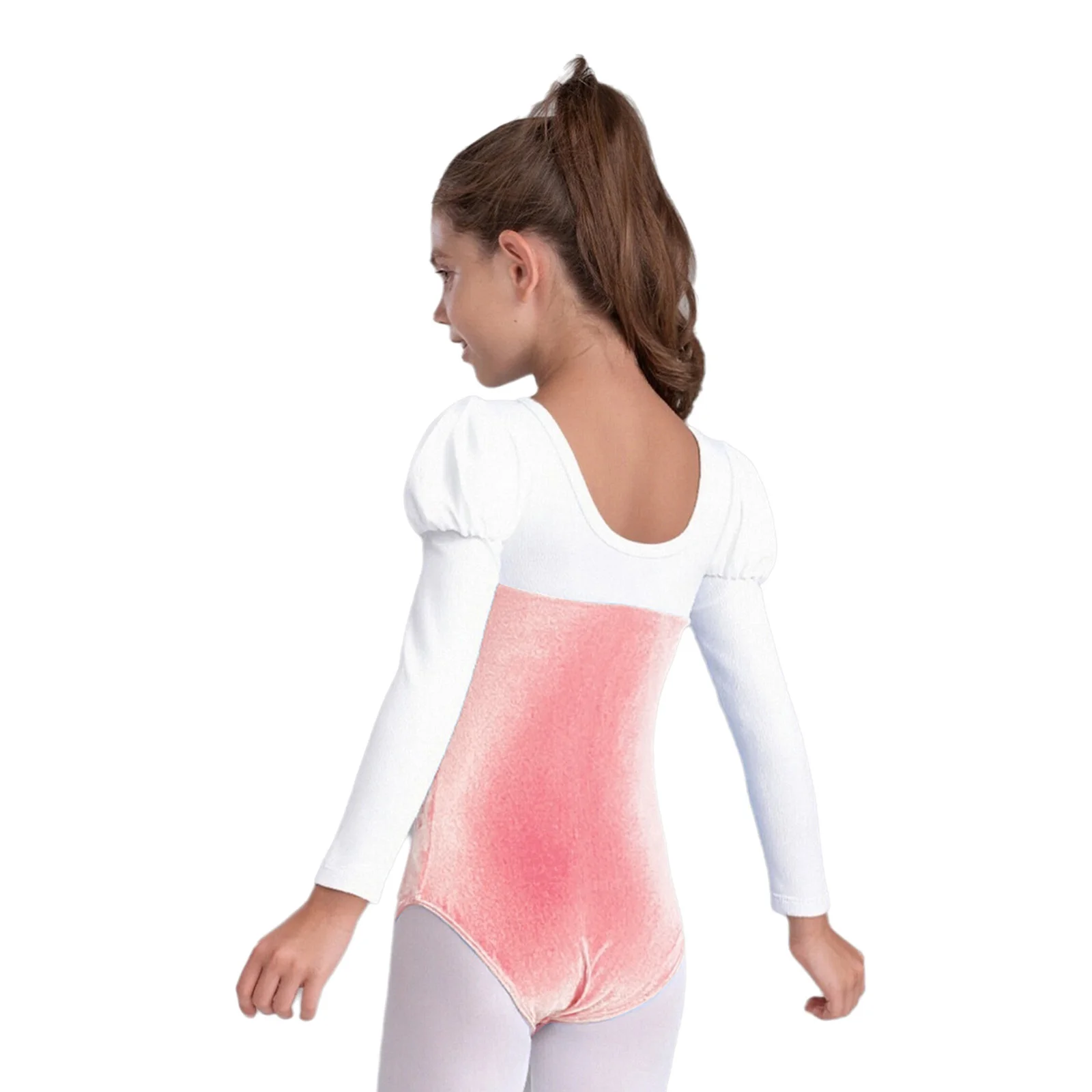 Kids Girls Gymnastics Leotard Bodysuit Ballet Leotard Warm Long Sleeve Velvet Skating Dancewear Ballerina Stage Dance Costume