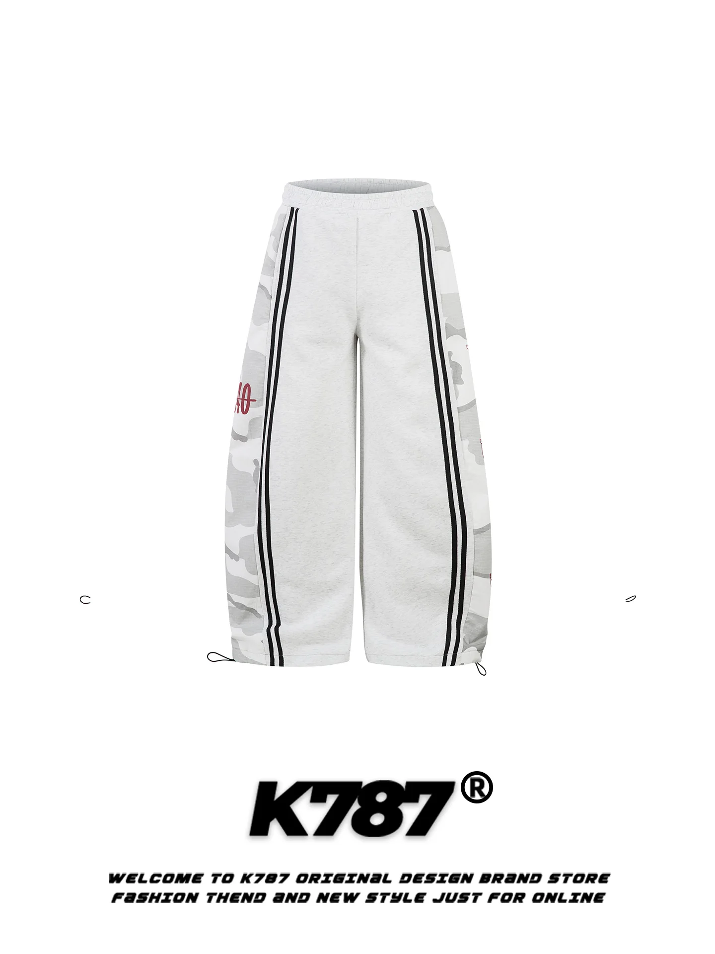 

K787 American Street Sle Camouflage Stripe Wide Leg Pants High Waist Loose Sports Street Dance Casual Trousers for Men And ...