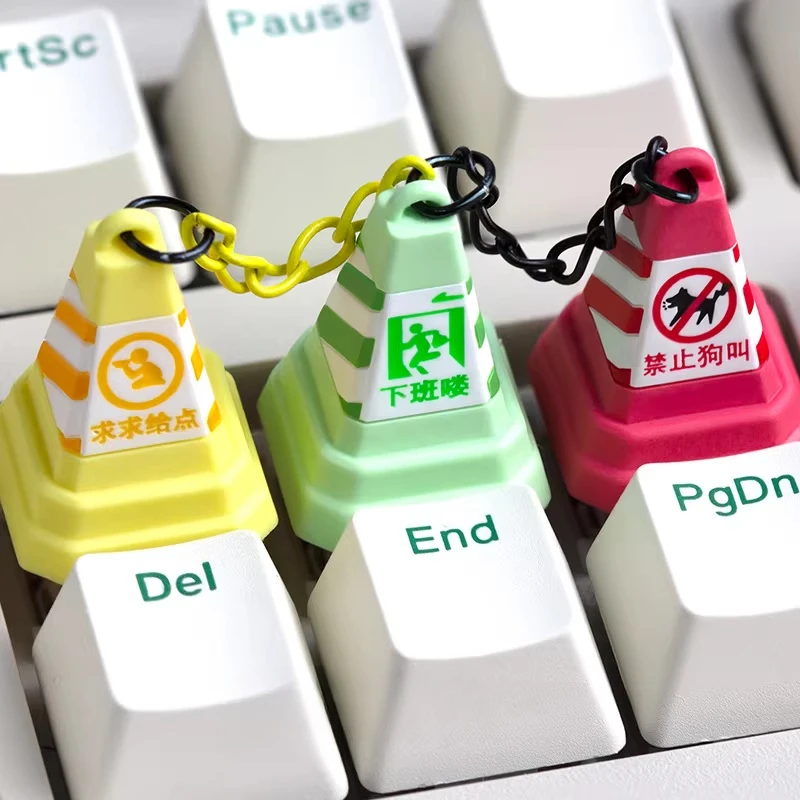 Custom Keycaps Three Roadblocks Ice Cream Cone Resin Keycaps for Mechanical Keyboard Caps ESC Key DIY Artisan Keycap Gamer Gifts
