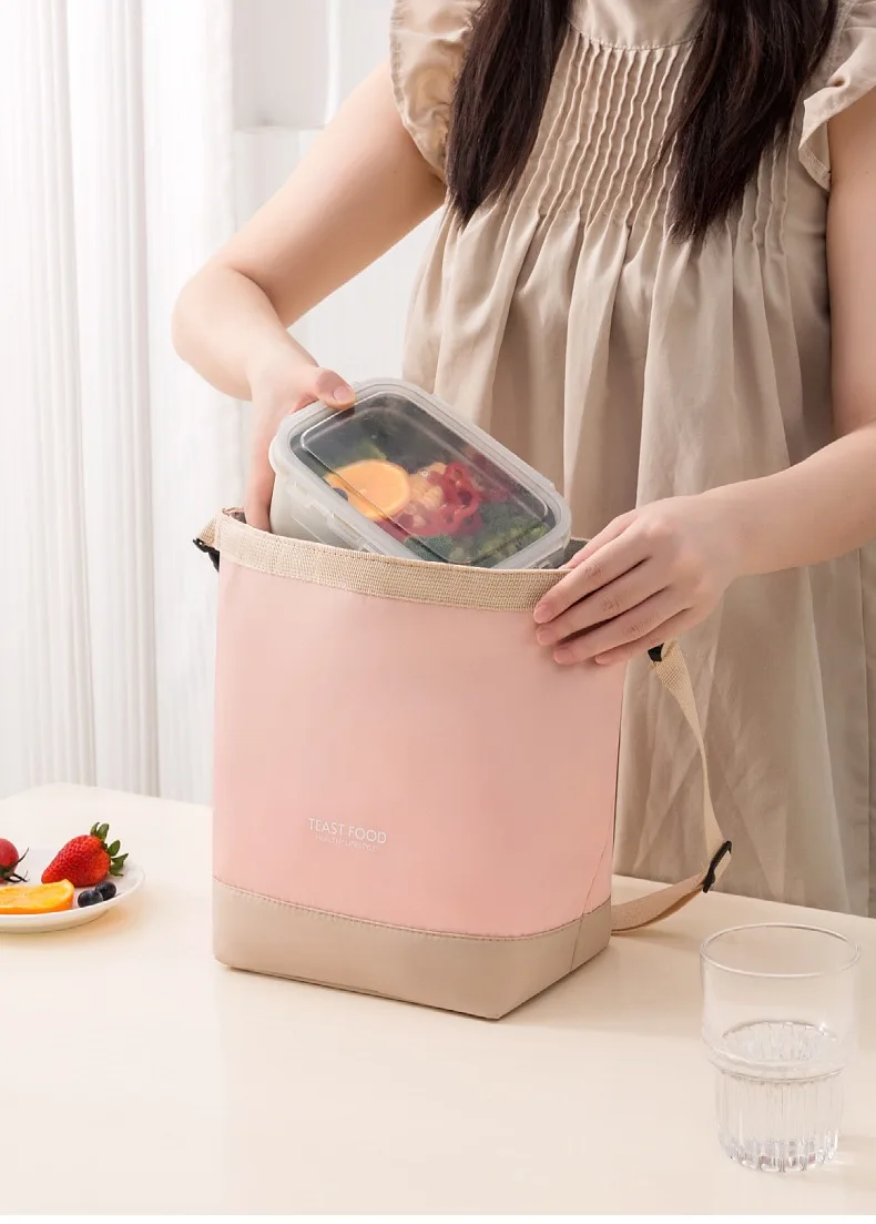Isolierte Lunch-Tasche mit Schnalle, Langlebige Tragbare Lunchbox, Kühltasche, Thermische Bento-Tasche, Lebensmittelträger, Schultertasche – Detail 16