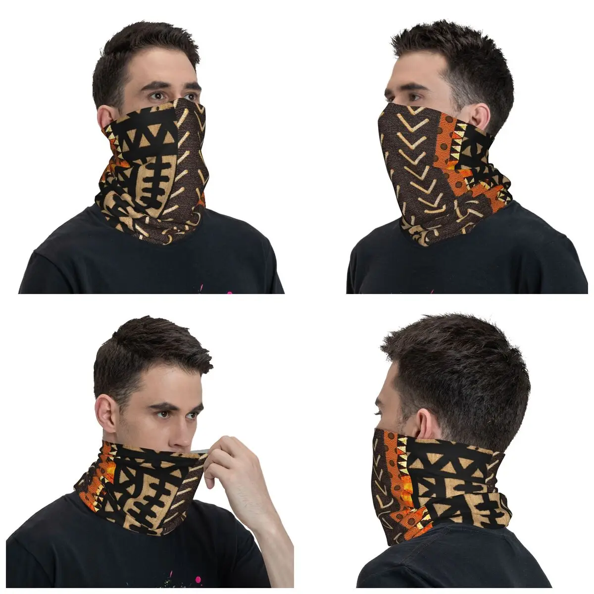 African Mud Cloth Bandana Neck Cover classic vintage Wrap Scarf Multifunctional Cycling Scarf Running Unisex Adult All Season