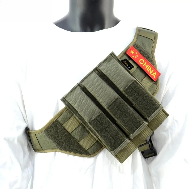 Tactical MOLLE Chest Rig Harness, Universal Left/Right Shoulder Crossbody Sling Mounting Platform for Outdoor Hunting