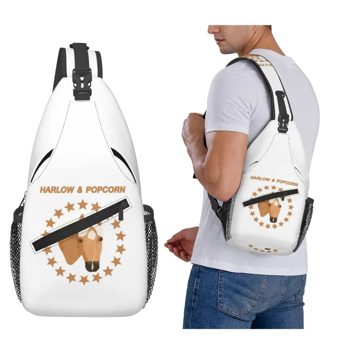 

Harlow And Popcorn Merch Popcorn The Pony 1, нагрудная сумка, мужской рюкзак через плечо, нагрудная сумка, дорожный походный рюкзак, сумка на плечо