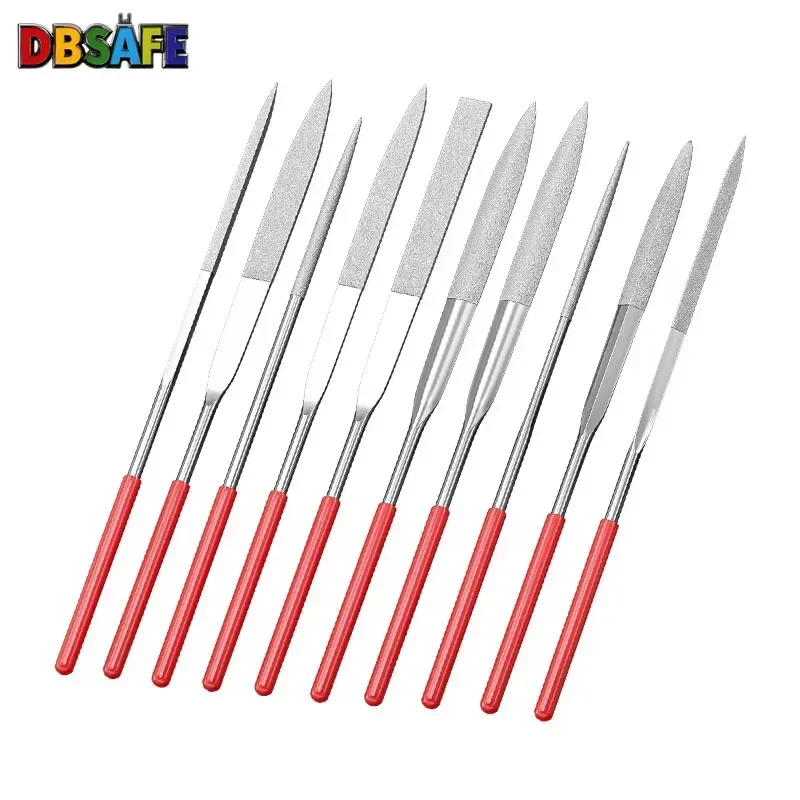 10 pièces diamant aiguille fichier ensemble 3x140mm Mini aiguille fichier Kit pour pierre verre métal sculpture artisanat outils à main aiguille fichier ensemble