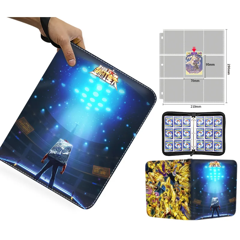 PU Leather Card Holder Livro, Saint Seiya Álbum, Athena Hades, Poseidon Jogo, Coleção Anime Brinquedos, Presente Kids, 50 Páginas, 4 Grades, 9 Grades