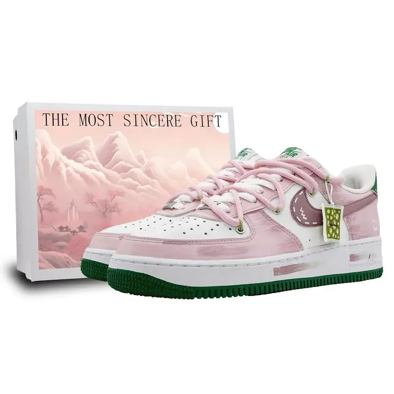 【Customize】Nike Air Force 1 Skateboarding Shoes Men Low-top Pink Sneakers shoes FJ4146-102