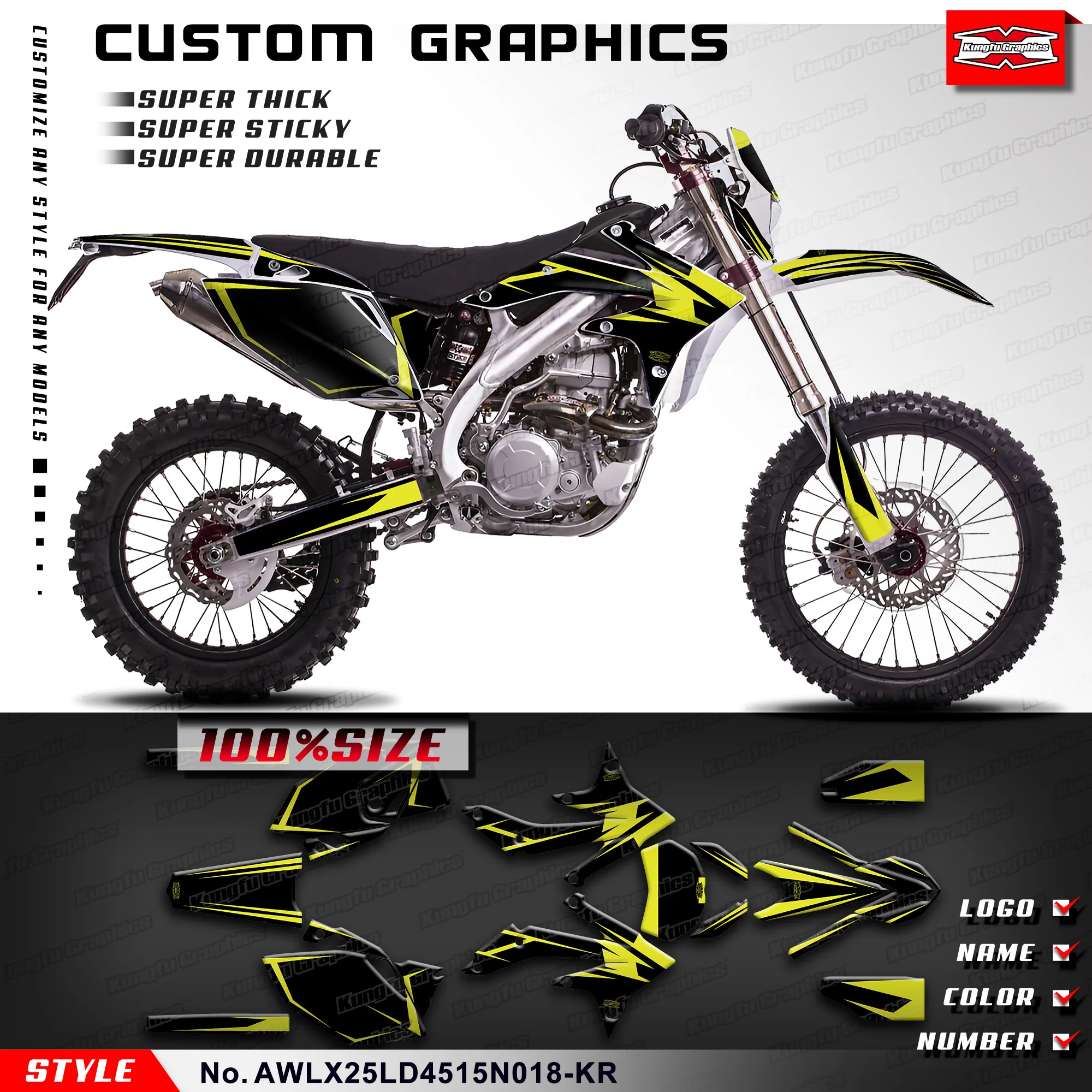 

KUNGFU GRAPHICS Motorcycle Decals Vinyl Sticker Kit for Asiawing LX250 LD450 2015-2024, AWLX25LD4515N018-KR