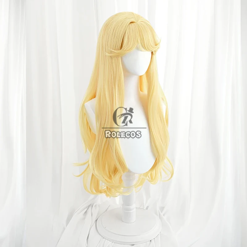 ROLECOS-LOL Perucas Cosplay para Halloween, Cabelo Sintético, Longo, Liso, Loiro, Resistente ao Calor, Game LOL, Lux, 85cm