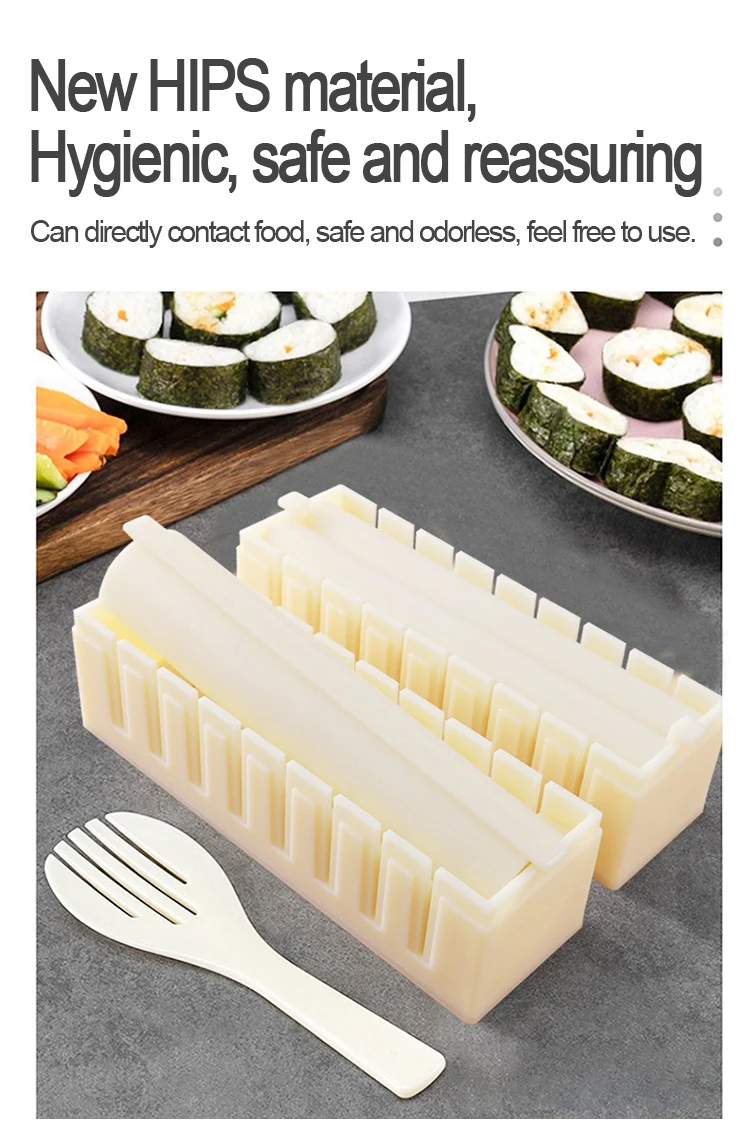 Machen Sie Sushi-Maschine, Schneider, Sushi-Maker, Kimbap, Sushi-Rollen-Form, rund, quadratisch, herzförmig, Onigiri-Formen, Reisbälle – Detail 3