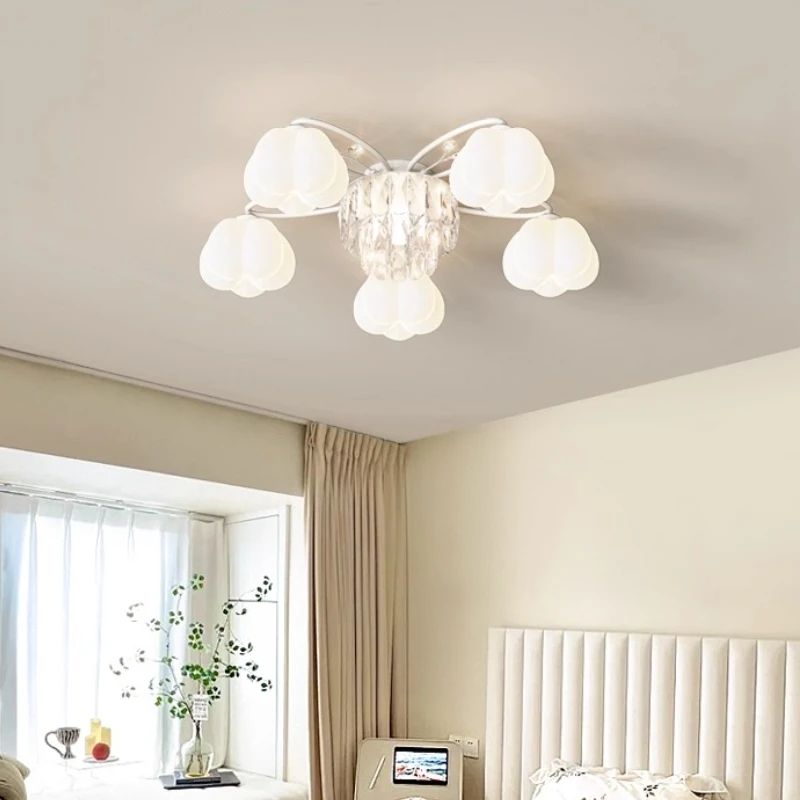 الحديثة كريم نمط متعدد رؤساء زهرة برعم أضواء السقف غرفة المعيشة اليقطين غرفة نوم مطعم مصابيح السقف تركيبات الكريستال #4