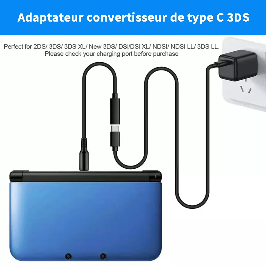3 قطعة كابل شحن ل GBA SP/3DS/NDSI نوع C سلك إمداد الطاقة ل NDS سلك شحن متقدم كابل خط وحدة التحكم في الألعاب #3
