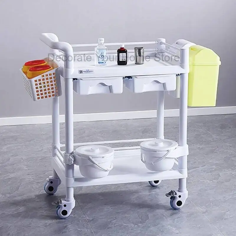 Rolling Manicure Medical Salon Trolley Cosmetic Tattoo Salon Trolley Storage Lash Tea Chariot Coiffure Beauty Furniture KMST