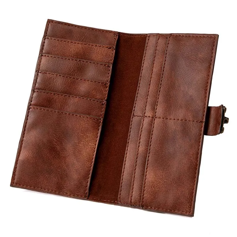 2023 Punk Vintage Long Wallet Pu Leather Id Card Holders Wallets for Women's Men's Credit Business Card Holder Coin Purses Gifts