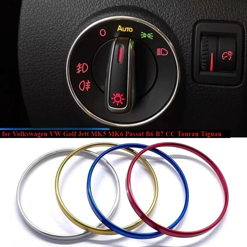 

Car Headlight Switch Decorative Frame Trim Ring Sticker Fit for Volkswagen VW Golf Jett MK5 MK6 Passat B6 B7 CC Touran Tiguan