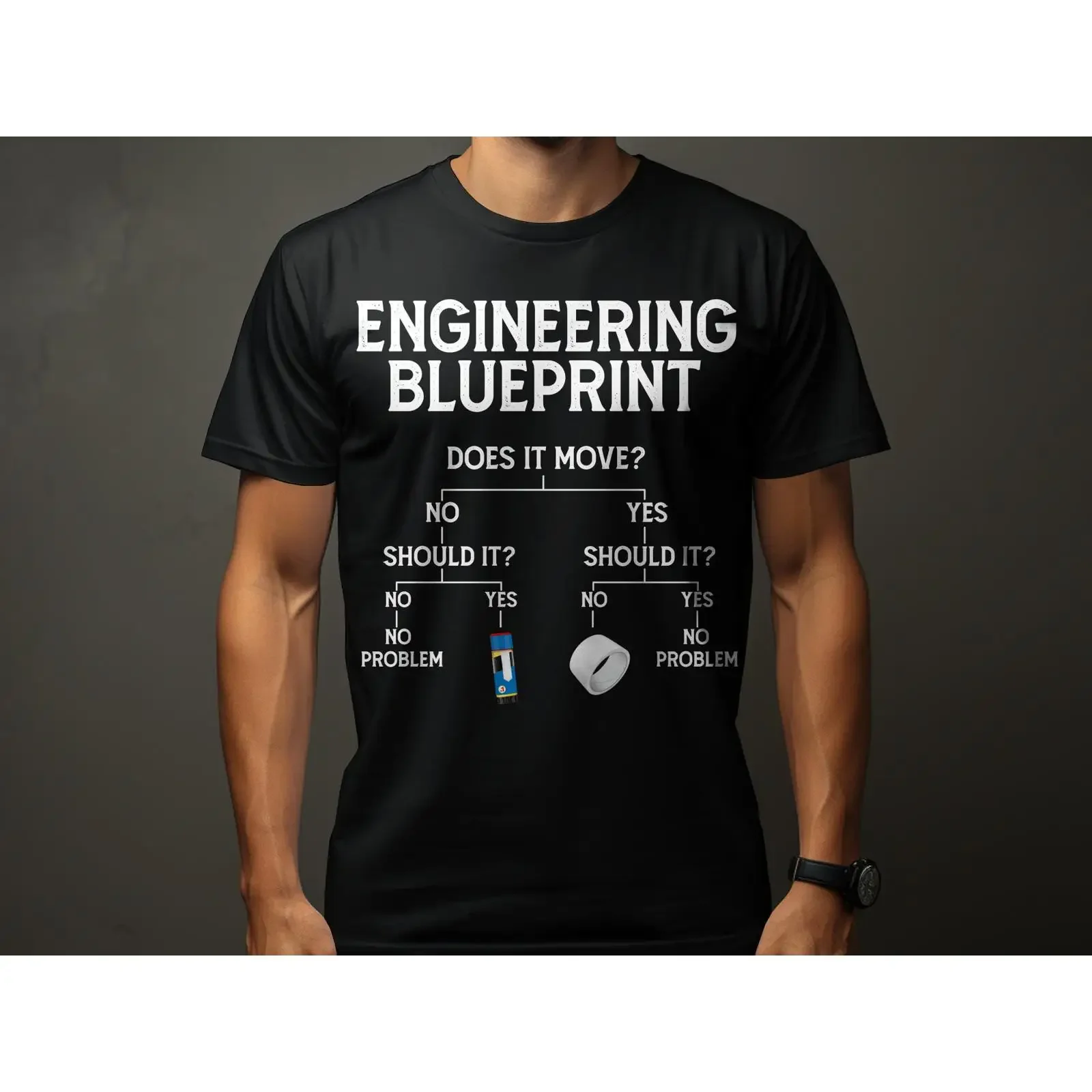 T-shirt amusant avec dessin technique d'ingénieur, style vintage, décontracté, respirant, à la mode, doux, élégant, confortable, streetwear