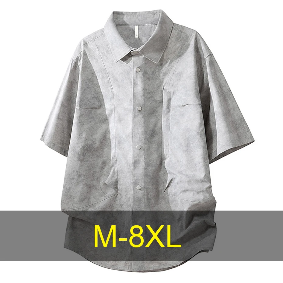 

8XL Plus Size Summer Shirts Men Vintage Tie Dye Shirt Fashion Casual Short Sleeve Shirts Male Big Size 8XL