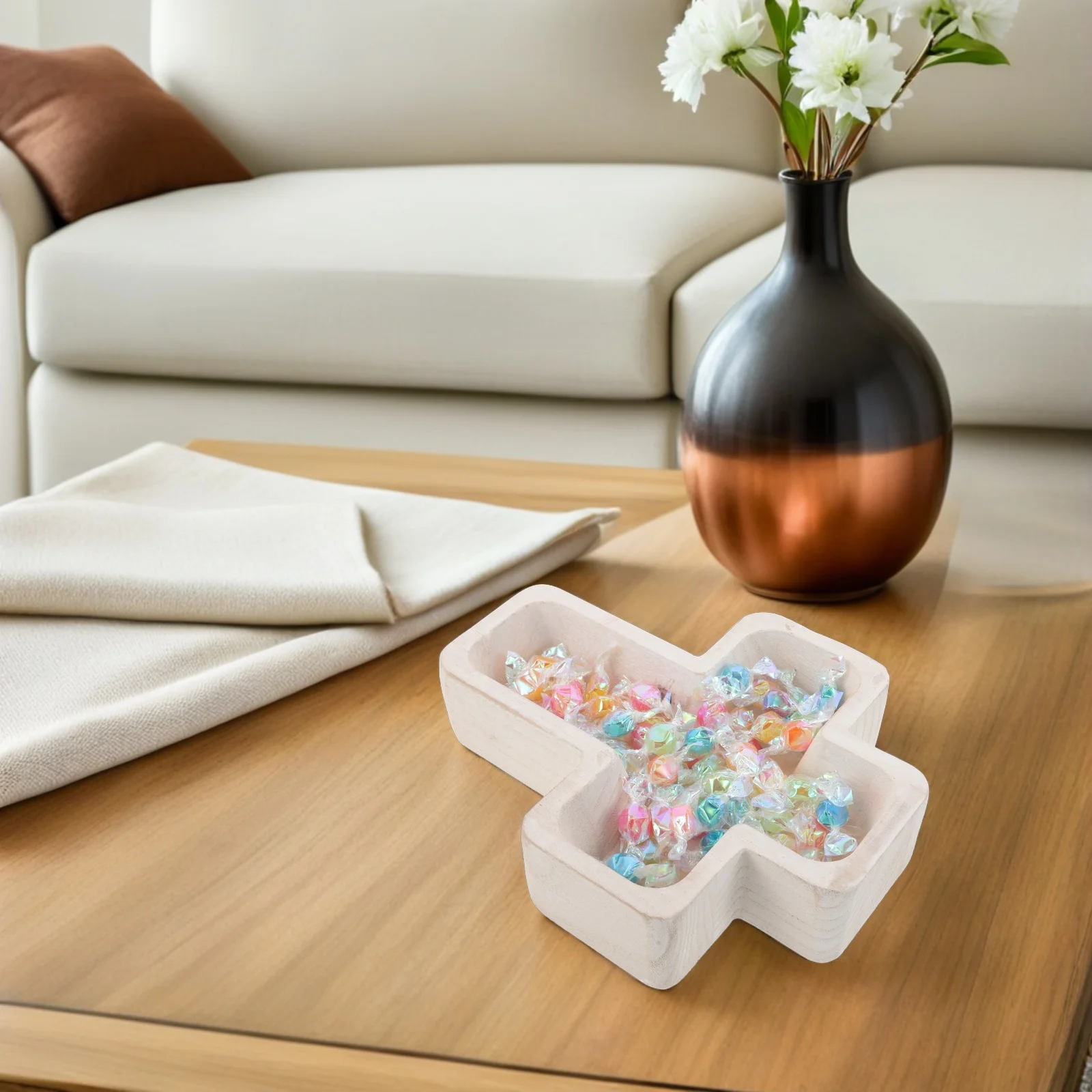 

Cross Shaped Wooden Serving Tray Natural Fruit Snack Plate Appetizer Cheese Board Charcuterie Platter Food Display Tray Kitchen