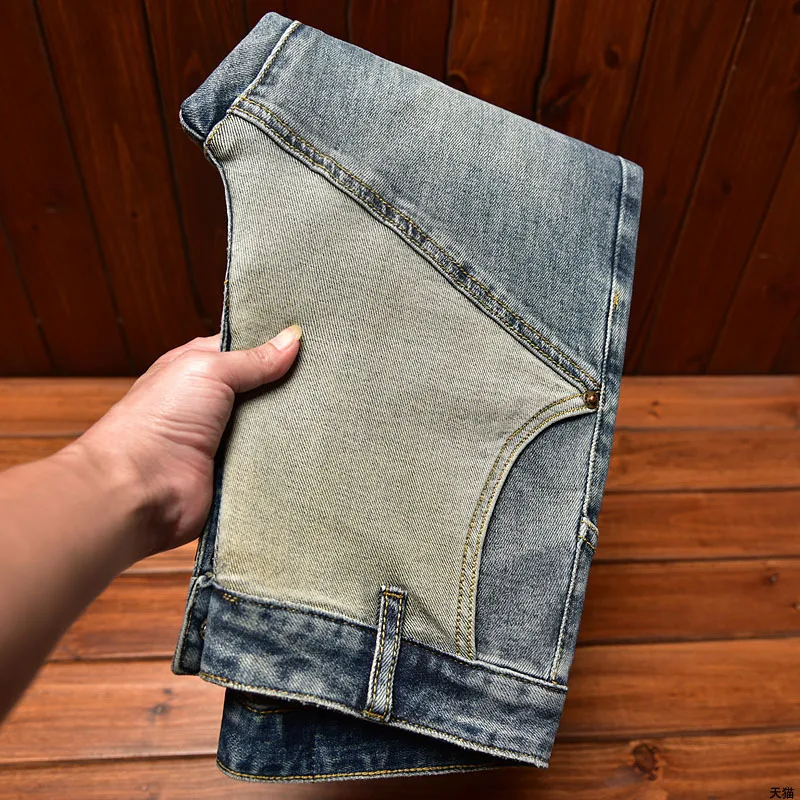 Pantalones vaqueros de motocicleta para hombre, jeans ajustados de alta gama, punk, Pu Shuai, moda versátil, 2024