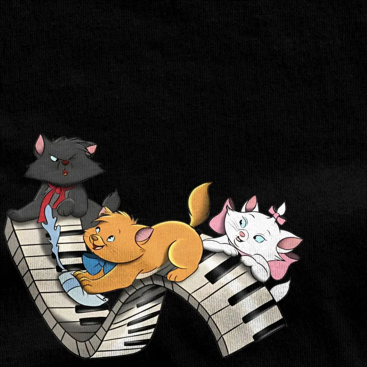 Piano Kittens Aristocats Marie T Shirt Male Y2K Basic Cotton T Shirts Beach O Neck Hippie Tee Shirt Hot Sale Oversized Clothes