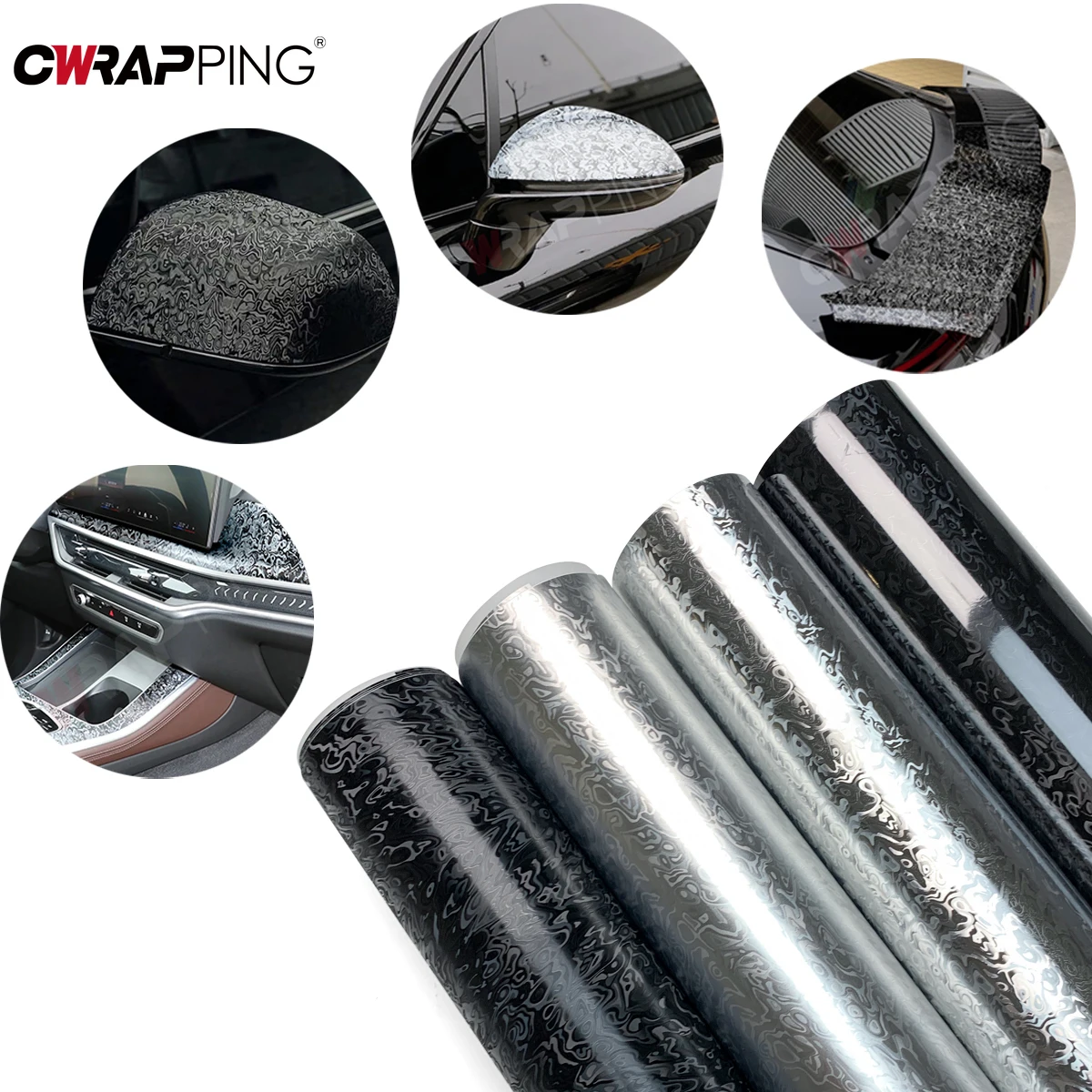 Auto Wrap Vinyl Hochglanz Geist Silber Schwarz Auto Karosserie Abdeckung Filme Wasserdicht Motorrad Aufkleber für Tunning Auto Zubehör