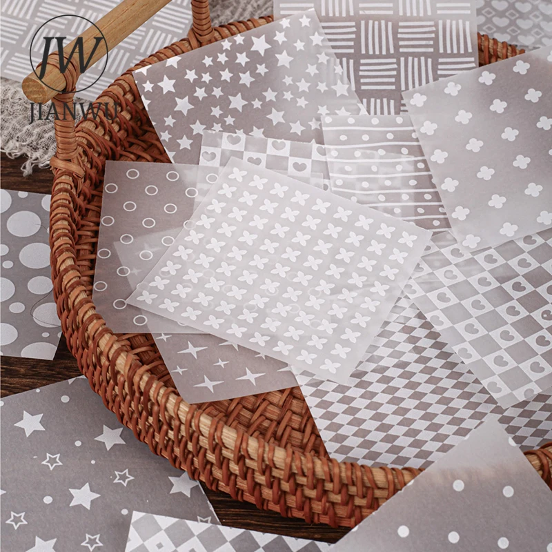 JIANWU Polka Dot Series Vintage Love Star Round Landscape Collage Scrapbooking Material Paper Creative Junk Journal Stationery
