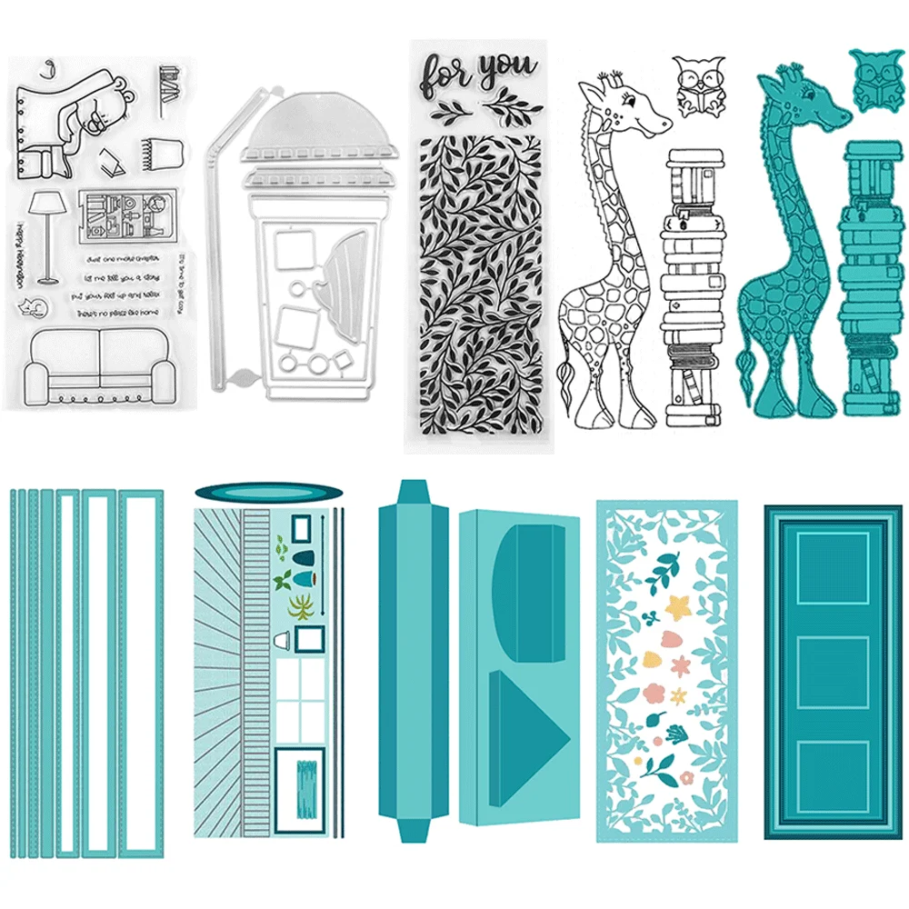 Kaffeetasse, Eule, Giraffe, transparente Stempel oder Metall-Stanzformen für DIY-Bastelarbeiten, Karten, Alben, Scrapbooking, Dekoration