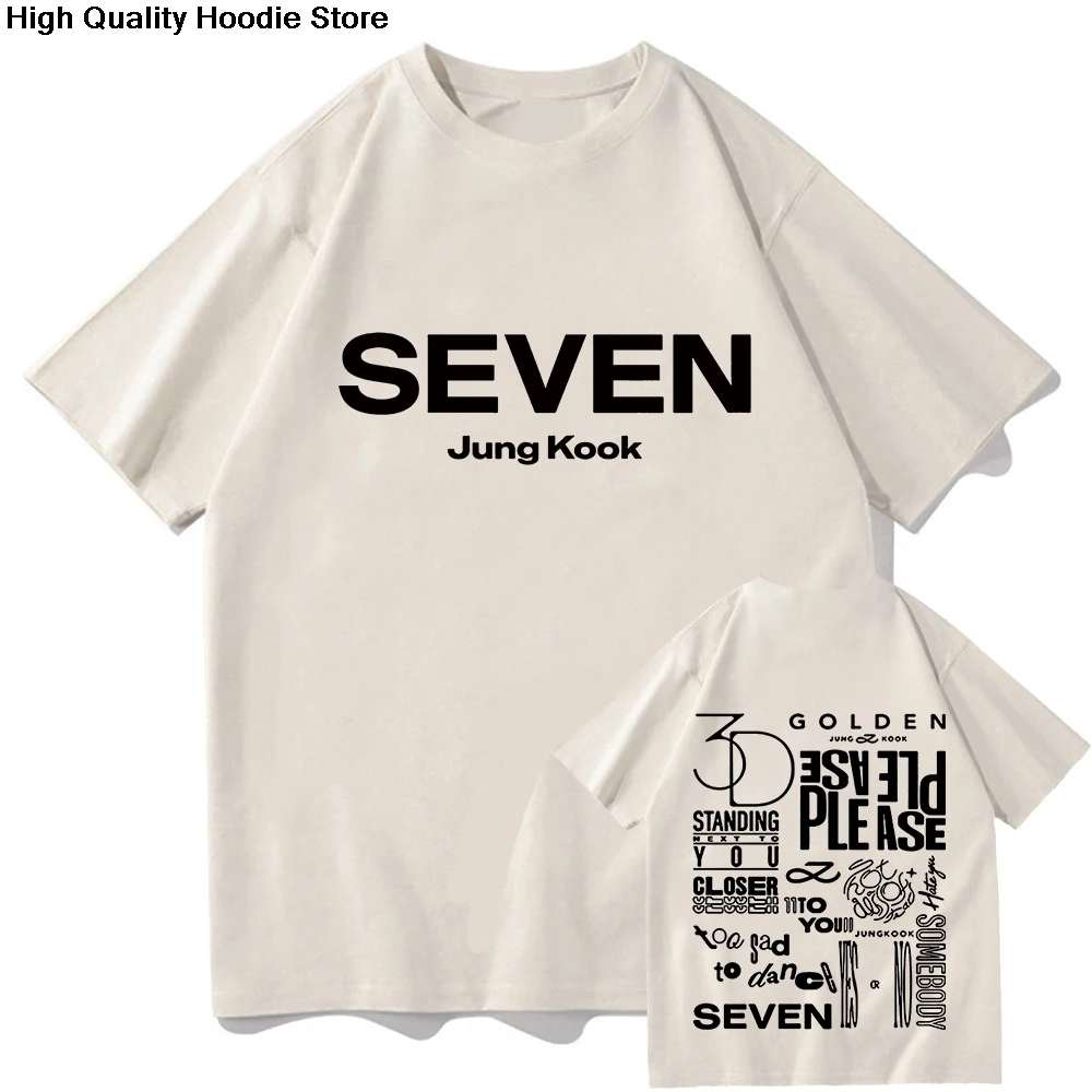 JungKook Seven T Shirt New Fashion Men Harajuku Graphic Letter Print Tshirt Unisex High Quality Casual Cotton Tees Shirts Korea