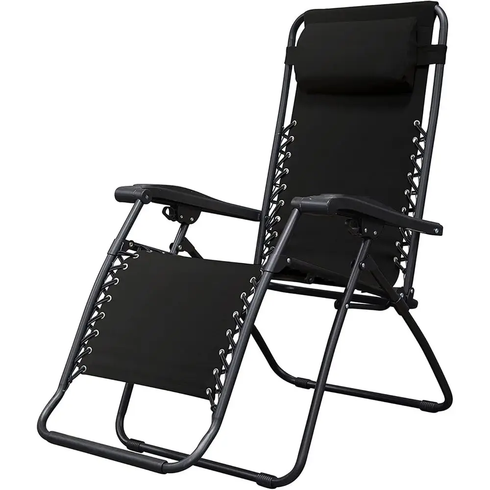 Sports Zero Gravity Outdoor Portable olding Camping Lawn Deck Patio Pool Recliner Lounge Chair or Adults, Adjustable rest, Black