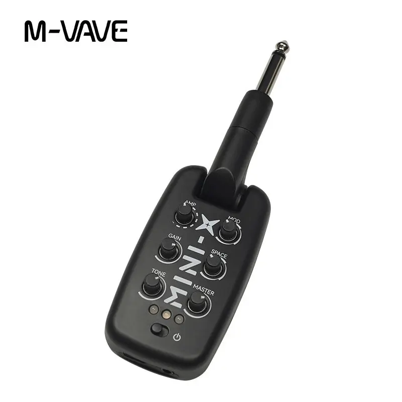 New M-Vave Mini-X Headphone Amplifier Guitar Bass Effects Portable Rechargeable Plug-In Amp Built-In 9 Different Amplifier Tones