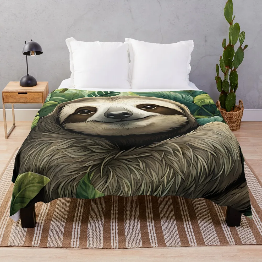 Anime Sloth 002 Throw Blanket Luxury Designer Soft Large Custom Blankets