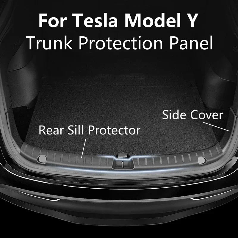 Trunk Sill Plate Cover TPE Rubber Protector for Tesla Model Y 2021-2023 Threshold Bumper Guards Anti-dirty Pad Accessories