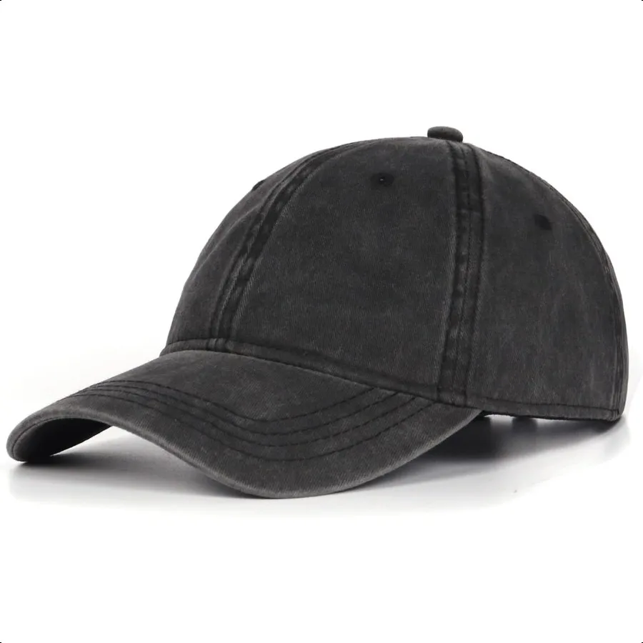 

XXL Oversize Washed Denim Baseball CapLow Profile Jean Sports Cap for Big Heads 23.525.5 Large Pigment Dyed Dad Hat