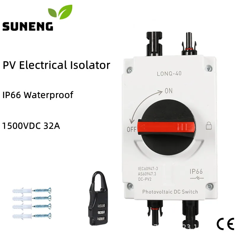 Solar PV DC Isolator 1500V 32A Photovoltaic Electrical Isolator Solar Rotating Handle Rotary Switch For Solar System Isolation