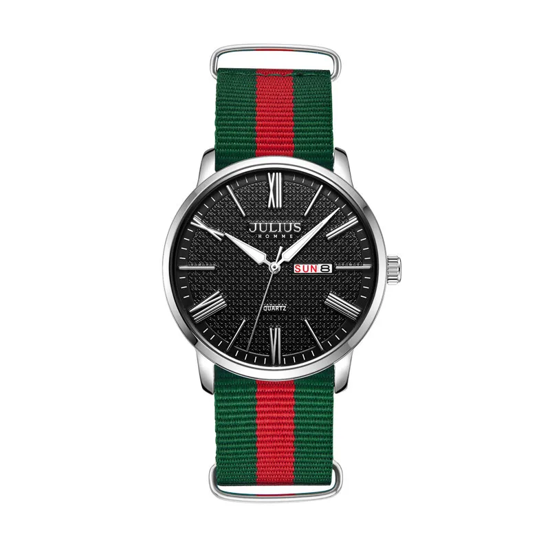 

Мужские нейлоновые водонепроницаемые кварцевые часы с тремя иглами в горошек