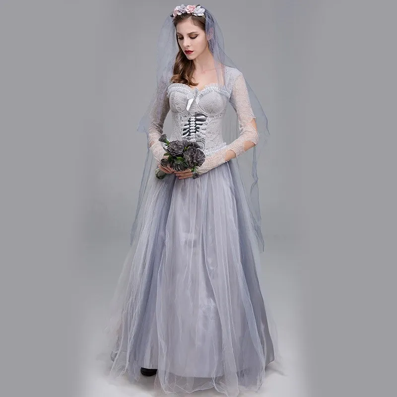 

Halloween Horror Ghost Bride Dress Women's Traditional Costume Stage Performance Spring New Arrival