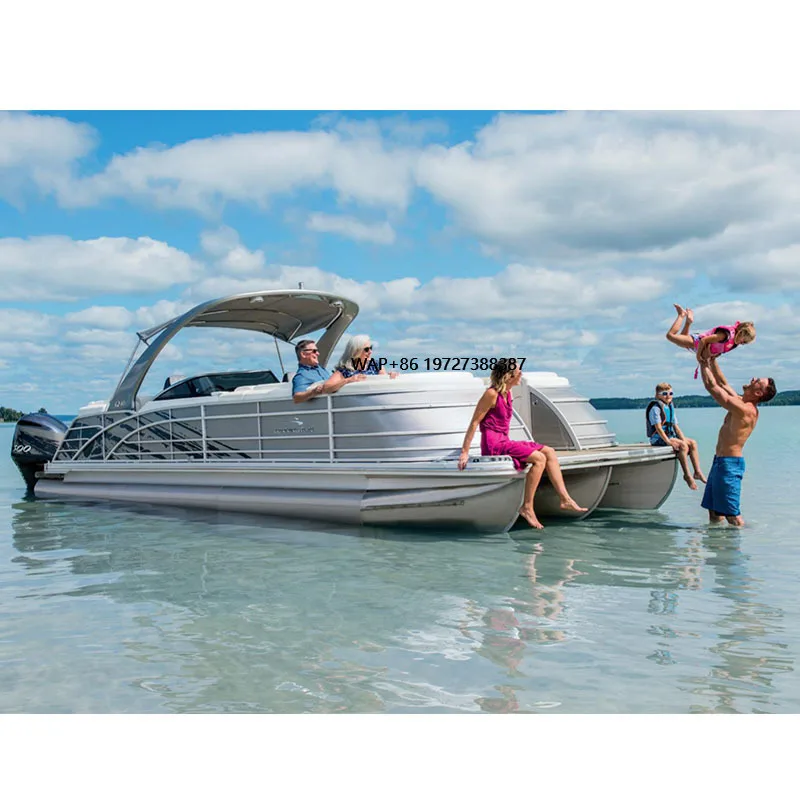 7.50m Professional Large Build Custom Floating Party Luxury Aluminium Float Boat Pontoons Small Pontoon Boats