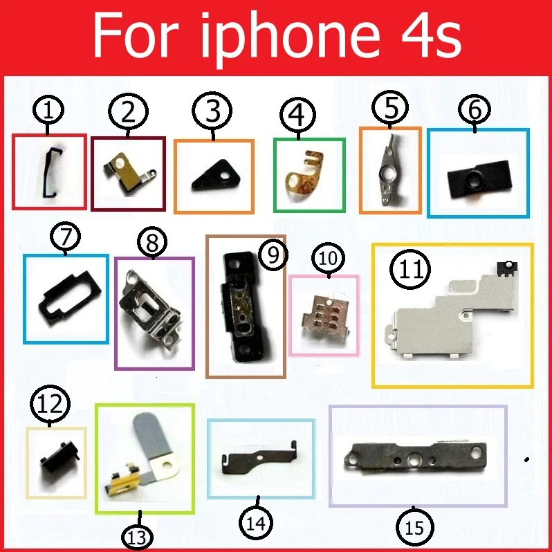 Retail inner Small Metal iron parts For iPhone 4 4s 5 5c 5s 6 6s 7 plus Small holder bracket shield plate set kit phone parts