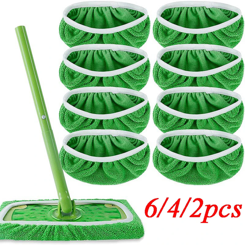 6/4/2pcs Replacement Pads for Swiffer Mop Accessories Absorption Wet & Dry Washable Reusable Household Flat Cleaning Cloth Cover