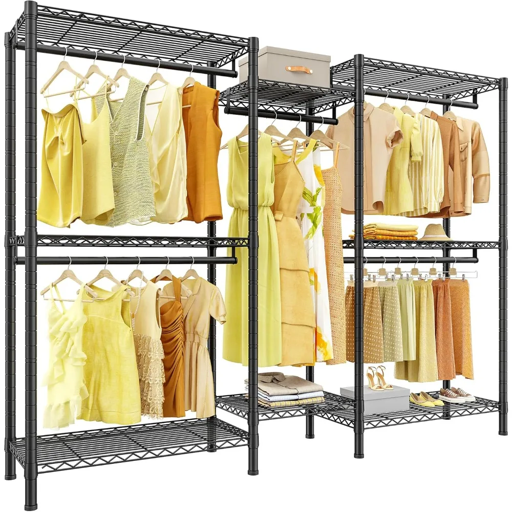 

Hanger for hanging heavy clothing, adjustable hanger with shelf, portable wardrobe, load-bearing capacity of 905LBS