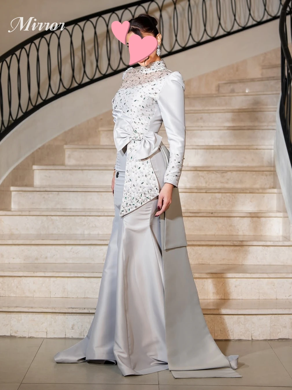 Spiegeljurk Elegante Vintage Sexy Zilveren Kristal Kralen Zeemeermin Boog Nieuw Aanpassen Formele Gelegenheid Galajurk Avondfeest Jurken