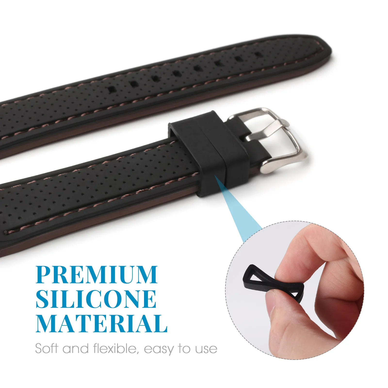 10Pcs Soft Silicone Watch Band Ring Loops 22Mm Diameter Watch Strap Keeper Retainer for Secure Band Tip Hold Smartwatch