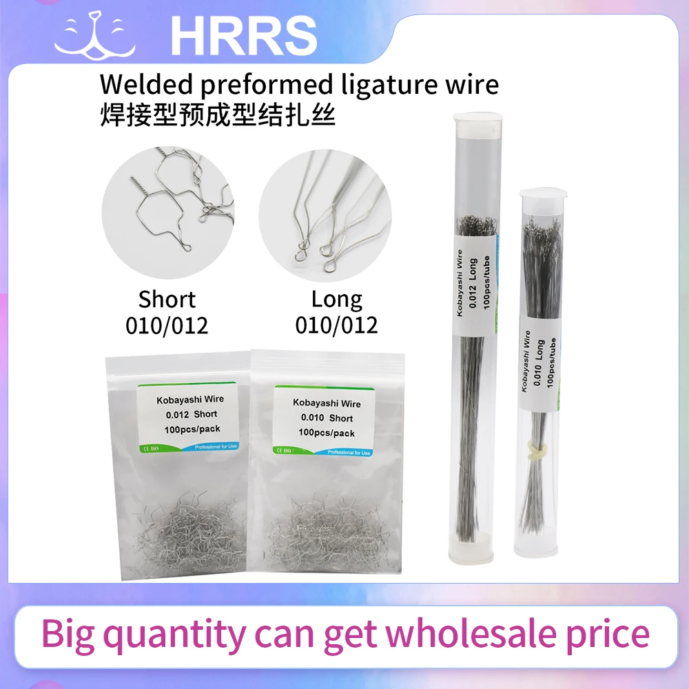 

100pcs/bag Kobayashi Short Long Ties 0.010/0.012 Welded preformed ligature wire