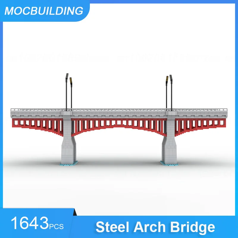 قوالب بناء نموذج جسر قوس من الفولاذ MOC ، طوب تجميع ذاتي الصنع ، مجموعة شاشات عرض النقل ، ألعاب إبداعية ، هدايا ، من من من من من من
