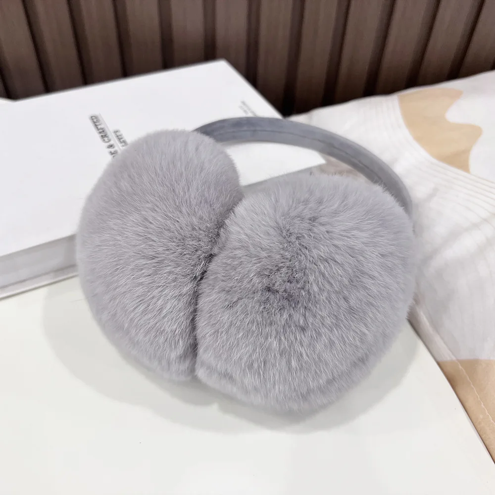 New Rex Rabbit Fur Earmuffs Ladies Fashion Warm Earmuff Earmuffs Real Fur Earmuff Soft Plush Ear Women Winter