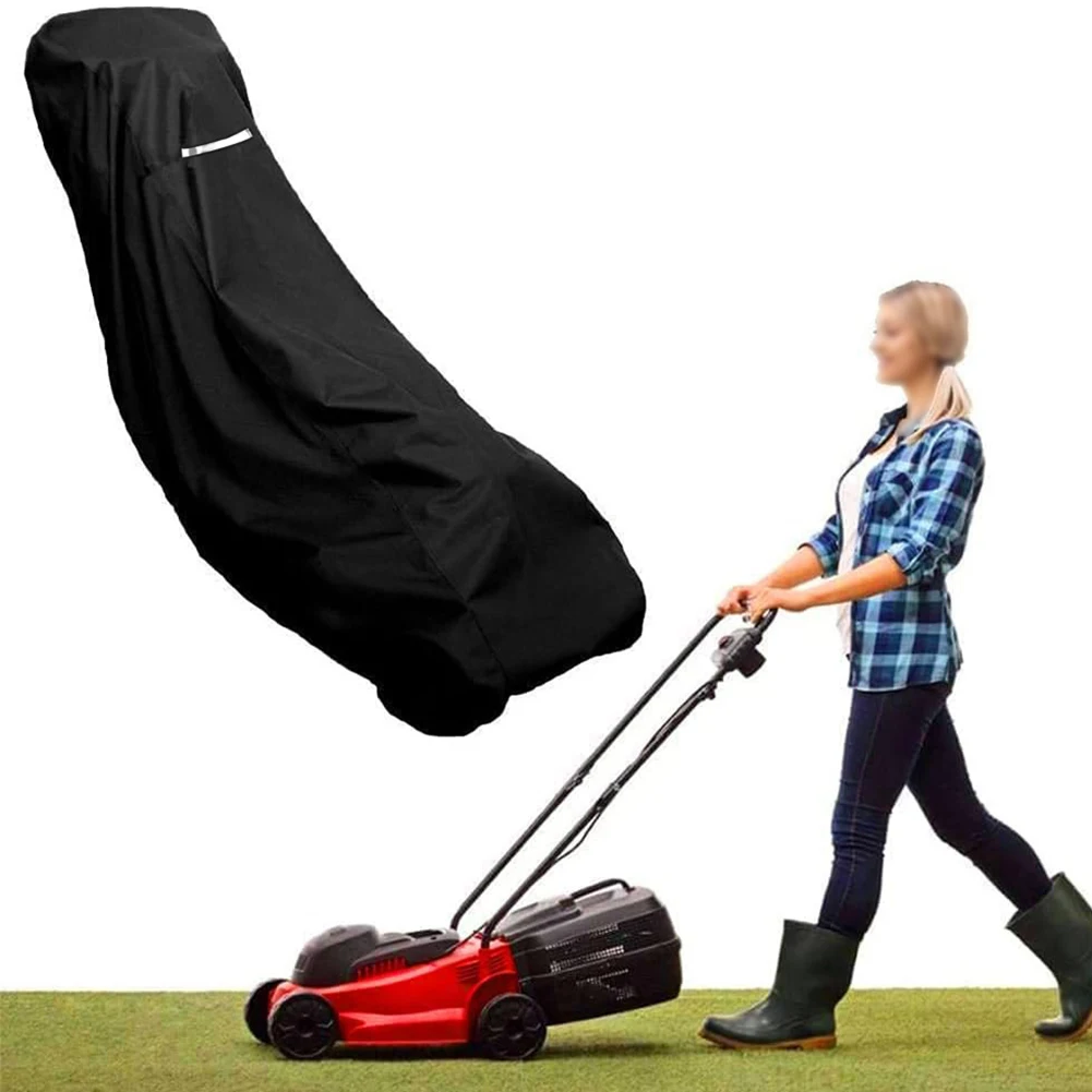 Lawnmower Cover Built With 210D Polyester Fabric Featuring Reflective Strip And Drawstring Storage Convenience