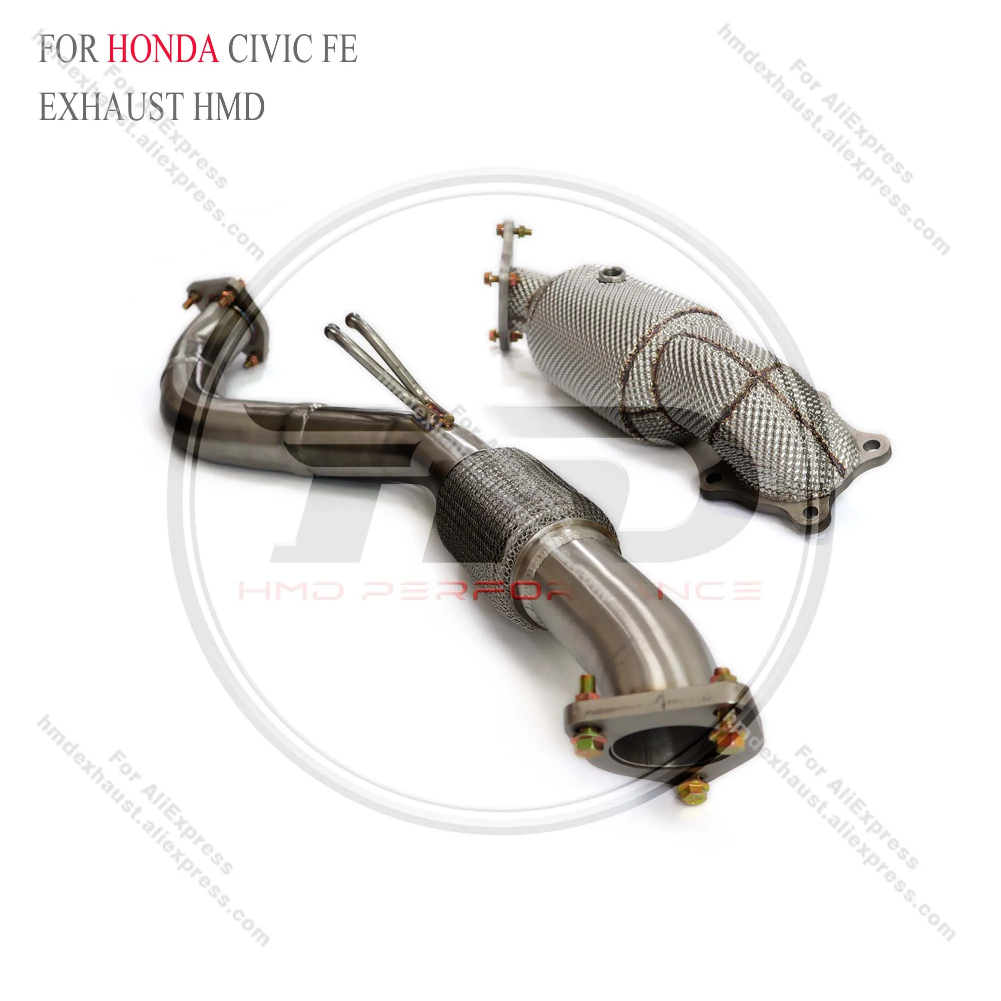 HMD Exhaust System High Flow Performance Downpipe and Resonant for Honda Civic FE 1.5T With Heat Shield